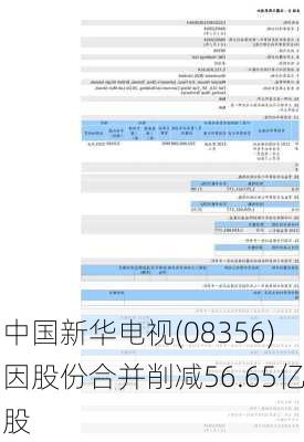 中国新华电视(08356)因股份合并削减56.65亿股