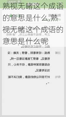 熟视无睹这个成语的意思是什么,熟视无睹这个成语的意思是什么呢