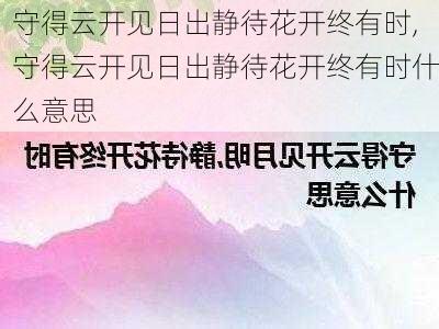 守得云开见日出静待花开终有时,守得云开见日出静待花开终有时什么意思