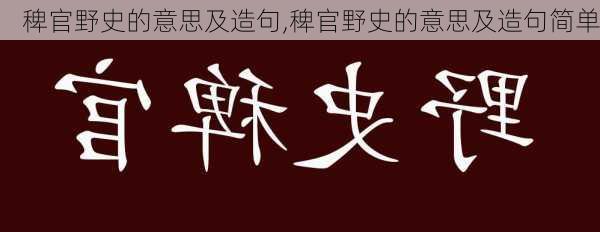 稗官野史的意思及造句,稗官野史的意思及造句简单