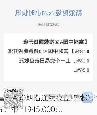 富时A50期指连续夜盘收涨0.29%，报11945.000点