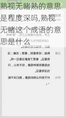 熟视无睹熟的意思是程度深吗,熟视无睹这个成语的意思是什么