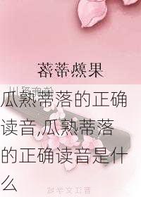 瓜熟蒂落的正确读音,瓜熟蒂落的正确读音是什么