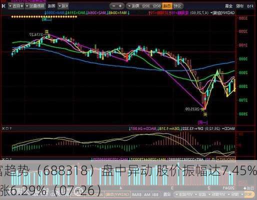 财富趋势（688318）盘中异动 股价振幅达7.45%  上涨6.29%（07-26）