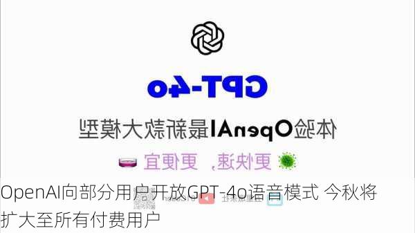 OpenAI向部分用户开放GPT-4o语音模式 今秋将扩大至所有付费用户