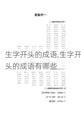 生字开头的成语,生字开头的成语有哪些