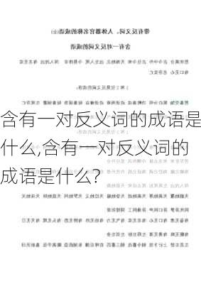 含有一对反义词的成语是什么,含有一对反义词的成语是什么?