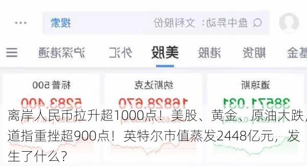 离岸人民币拉升超1000点！美股、黄金、原油大跌，道指重挫超900点！英特尔市值蒸发2448亿元，发生了什么？