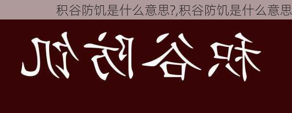 积谷防饥是什么意思?,积谷防饥是什么意思