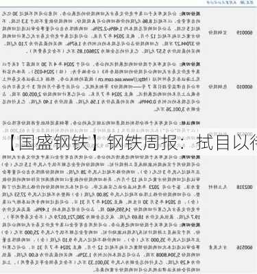 【国盛钢铁】钢铁周报：拭目以待