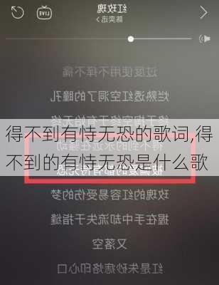 得不到有恃无恐的歌词,得不到的有恃无恐是什么歌