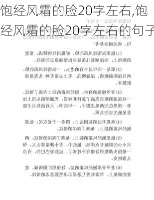 饱经风霜的脸20字左右,饱经风霜的脸20字左右的句子