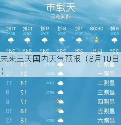 未来三天国内天气预报（8月10日）