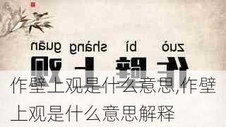 作壁上观是什么意思,作壁上观是什么意思解释