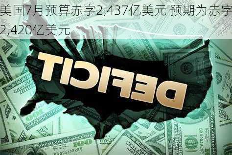 美国7月预算赤字2,437亿美元 预期为赤字2,420亿美元