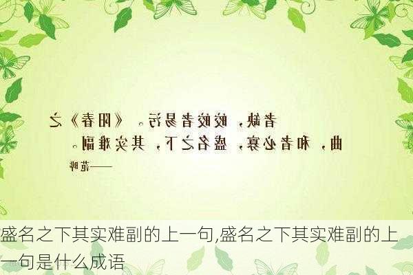 盛名之下其实难副的上一句,盛名之下其实难副的上一句是什么成语