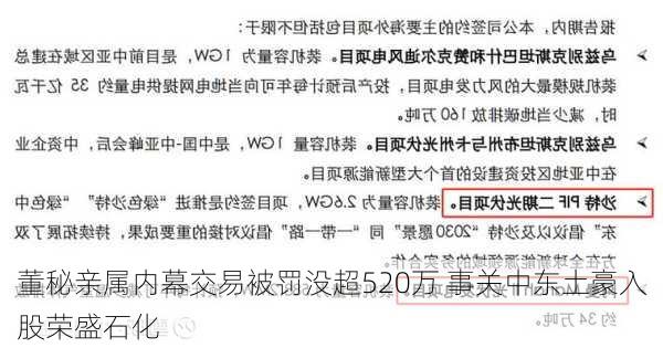 董秘亲属内幕交易被罚没超520万 事关中东土豪入股荣盛石化