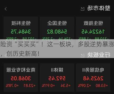 险资“买买买”！这一板块，多股逆势暴涨，创历史新高！