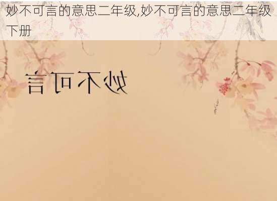 妙不可言的意思二年级,妙不可言的意思二年级下册