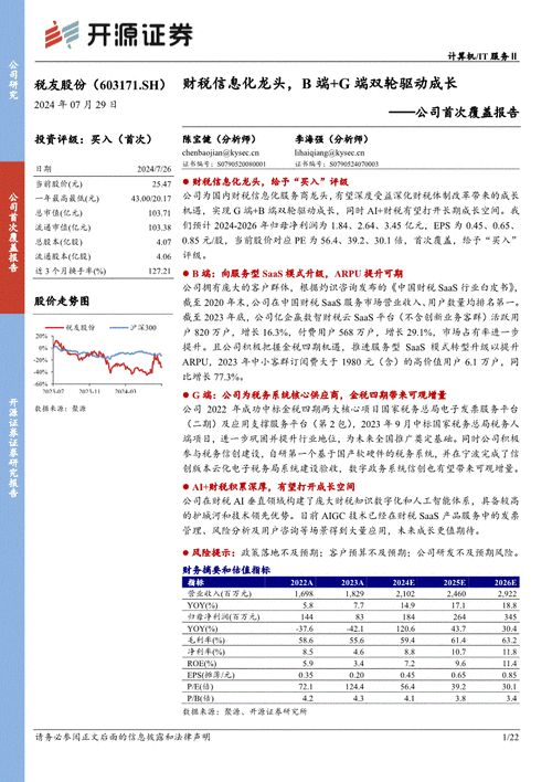 税友股份(603171)：B端用户良好增长 1H24经营现金流同比改善