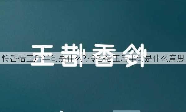 怜香惜玉后半句是什么?,怜香惜玉后半句是什么意思