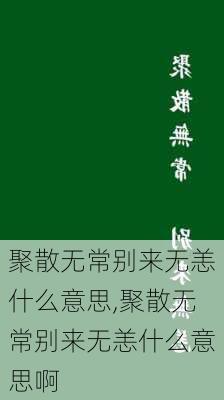 聚散无常别来无恙什么意思,聚散无常别来无恙什么意思啊