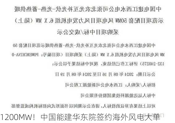 1200MW！中国能建华东院签约海外风电大单