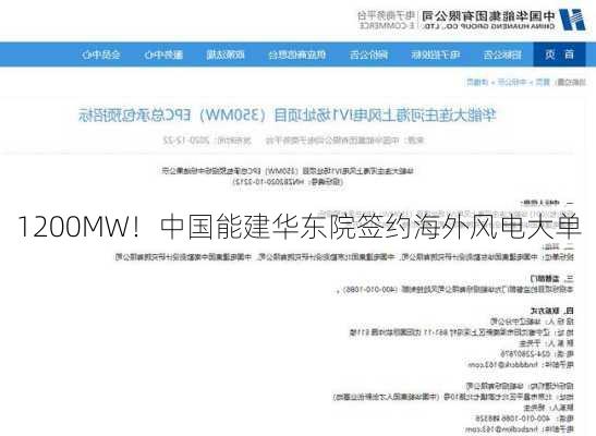 1200MW！中国能建华东院签约海外风电大单