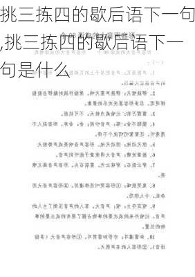 挑三拣四的歇后语下一句,挑三拣四的歇后语下一句是什么