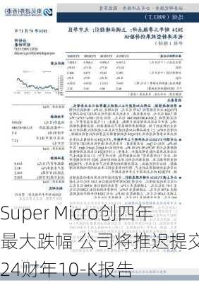 Super Micro创四年最大跌幅 公司将推迟提交2024财年10-K报告