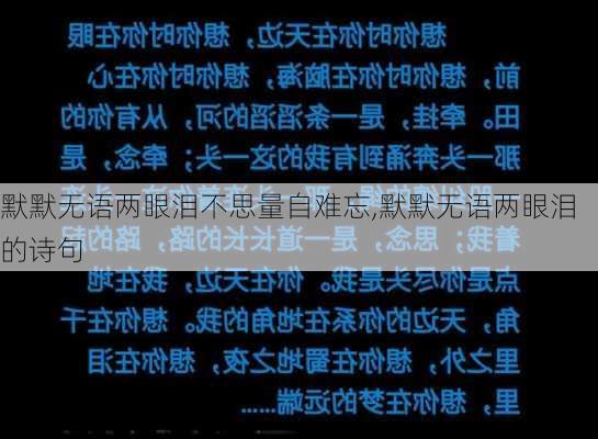 默默无语两眼泪不思量自难忘,默默无语两眼泪的诗句