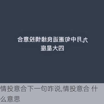 情投意合下一句咋说,情投意合 什么意思