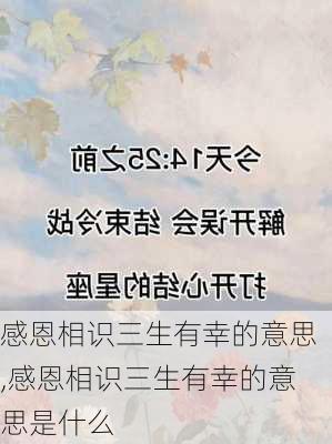 感恩相识三生有幸的意思,感恩相识三生有幸的意思是什么