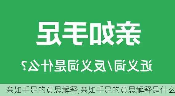 亲如手足的意思解释,亲如手足的意思解释是什么