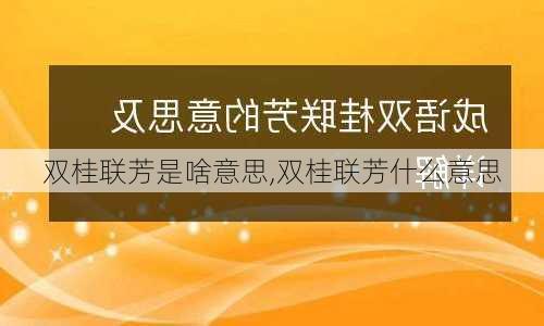 双桂联芳是啥意思,双桂联芳什么意思