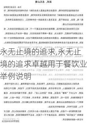 永无止境的追求,永无止境的追求卓越用于餐饮业举例说明