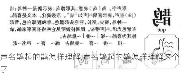 声名鹊起的鹊怎样理解,声名鹊起的鹊怎样理解这个字