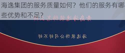 海逸集团的服务质量如何？他们的服务有哪些优势和不足？