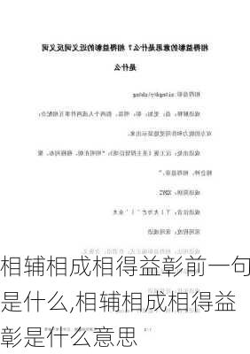 相辅相成相得益彰前一句是什么,相辅相成相得益彰是什么意思