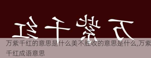 万紫千红的意思是什么美不胜收的意思是什么,万紫千红成语意思