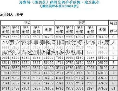 小康之家终身寿险到期能领多少钱,小康之家终身寿险到期能领多少钱啊