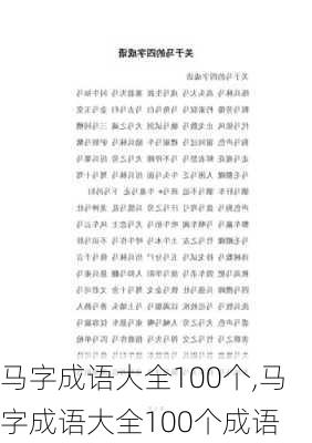 马字成语大全100个,马字成语大全100个成语