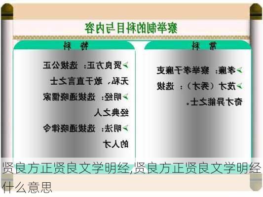 贤良方正贤良文学明经,贤良方正贤良文学明经什么意思