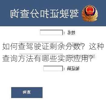 如何查驾驶证剩余分数？这种查询方法有哪些实际应用？