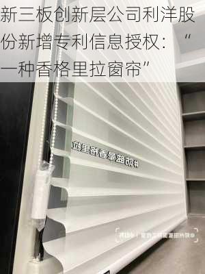 新三板创新层公司利洋股份新增专利信息授权：“一种香格里拉窗帘”