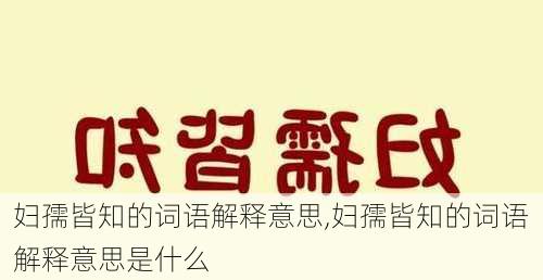 妇孺皆知的词语解释意思,妇孺皆知的词语解释意思是什么