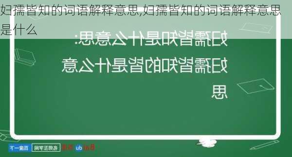 妇孺皆知的词语解释意思,妇孺皆知的词语解释意思是什么