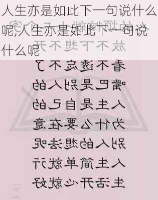 人生亦是如此下一句说什么呢,人生亦是如此下一句说什么呢