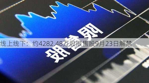 线上线下：约4282.48万股限售股9月23日解禁