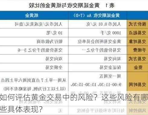 如何评估黄金交易中的风险？这些风险有哪些具体表现？